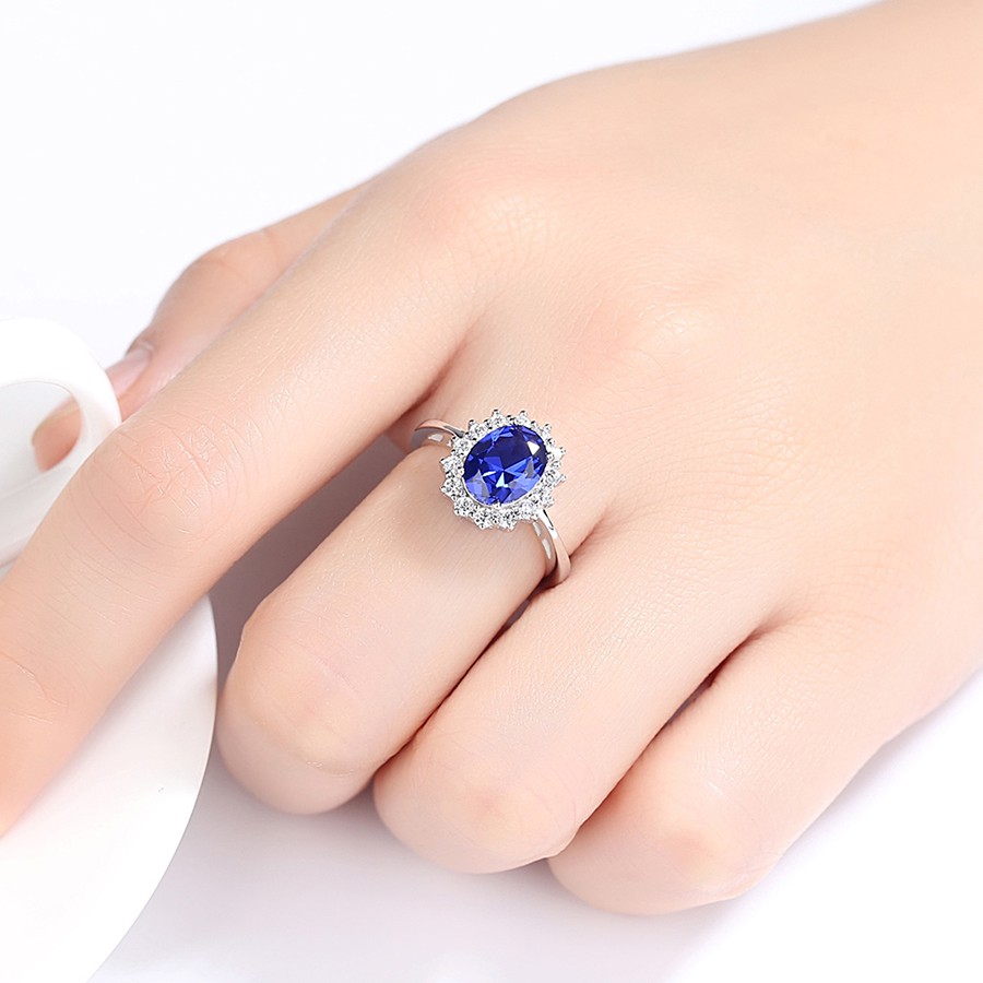 Nhẫn Bạc Nữ Cao Cấp Hình Hoa Đính Đá Màu Xanh Dương Dành Riêng Cho Nữ N2415 - Bảo Ngọc Jewelry