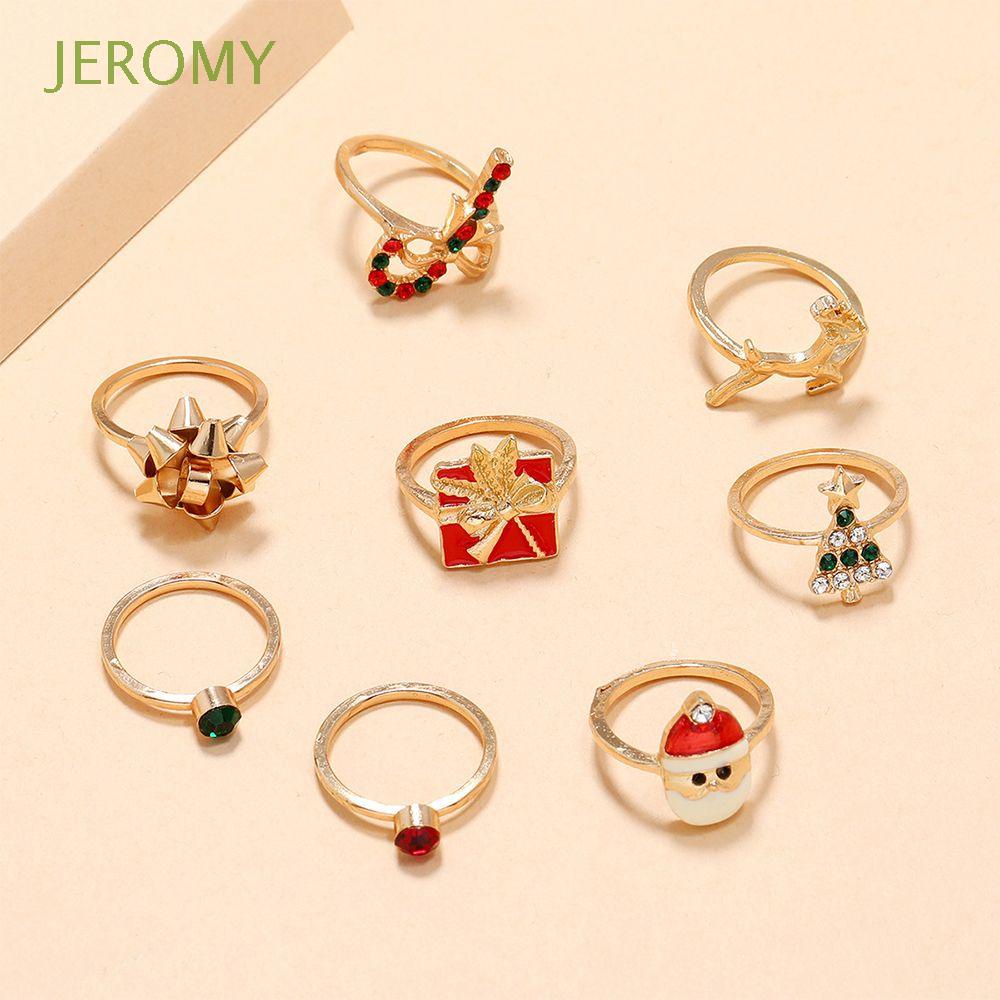 Set nhẫn hợp kim hình nơ/ông già noel/tuần lộc hoạt hình phong cách Hàn Quốc đơn giản thời trang đi tiệc/hàng ngày