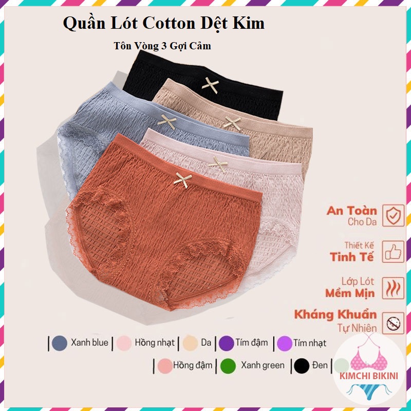 Quần nhỏ nữ vải mềm viền ren ôm bụng nâng mông KIMCHIBIKINI quần con co giãn 4 chiều QL005