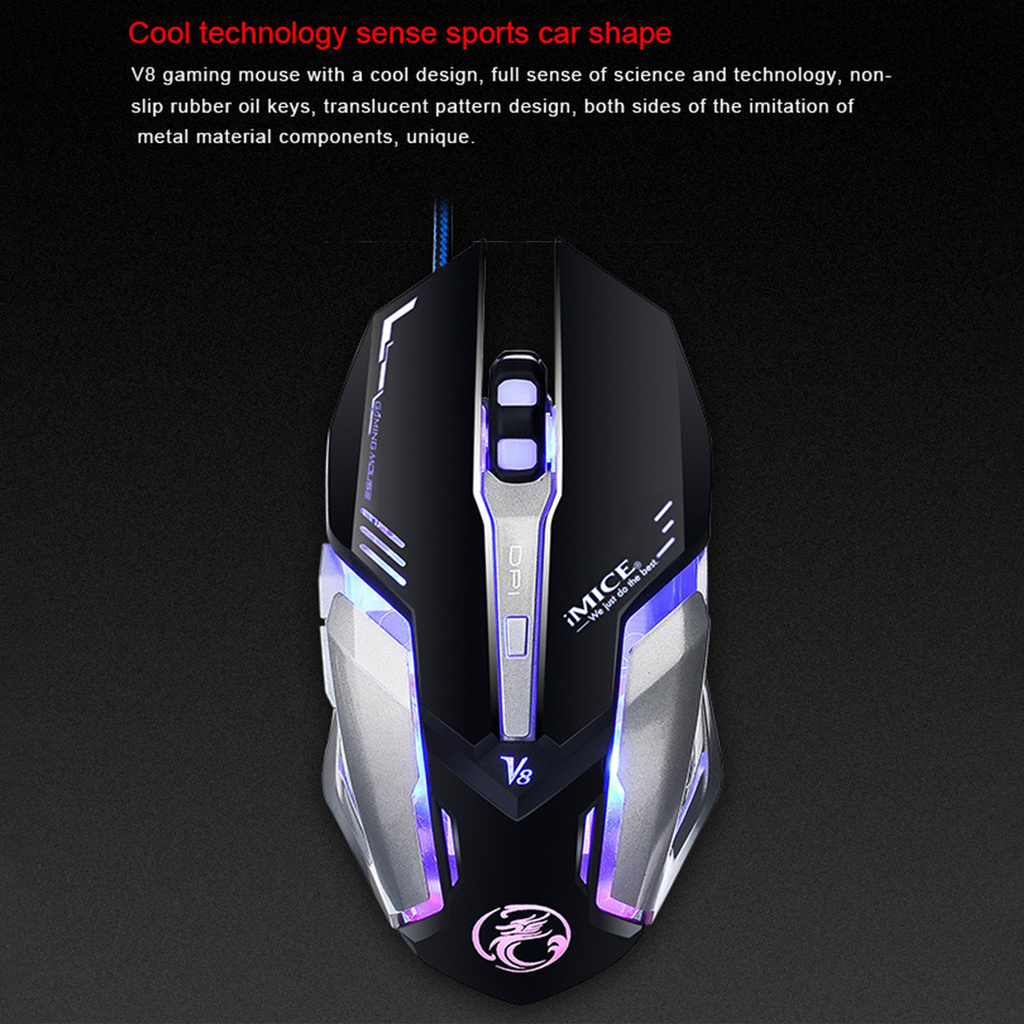Chuột Chơi Game Chuyên Nghiệp Mimice V8 Có Đèn Led Và Phụ Kiện