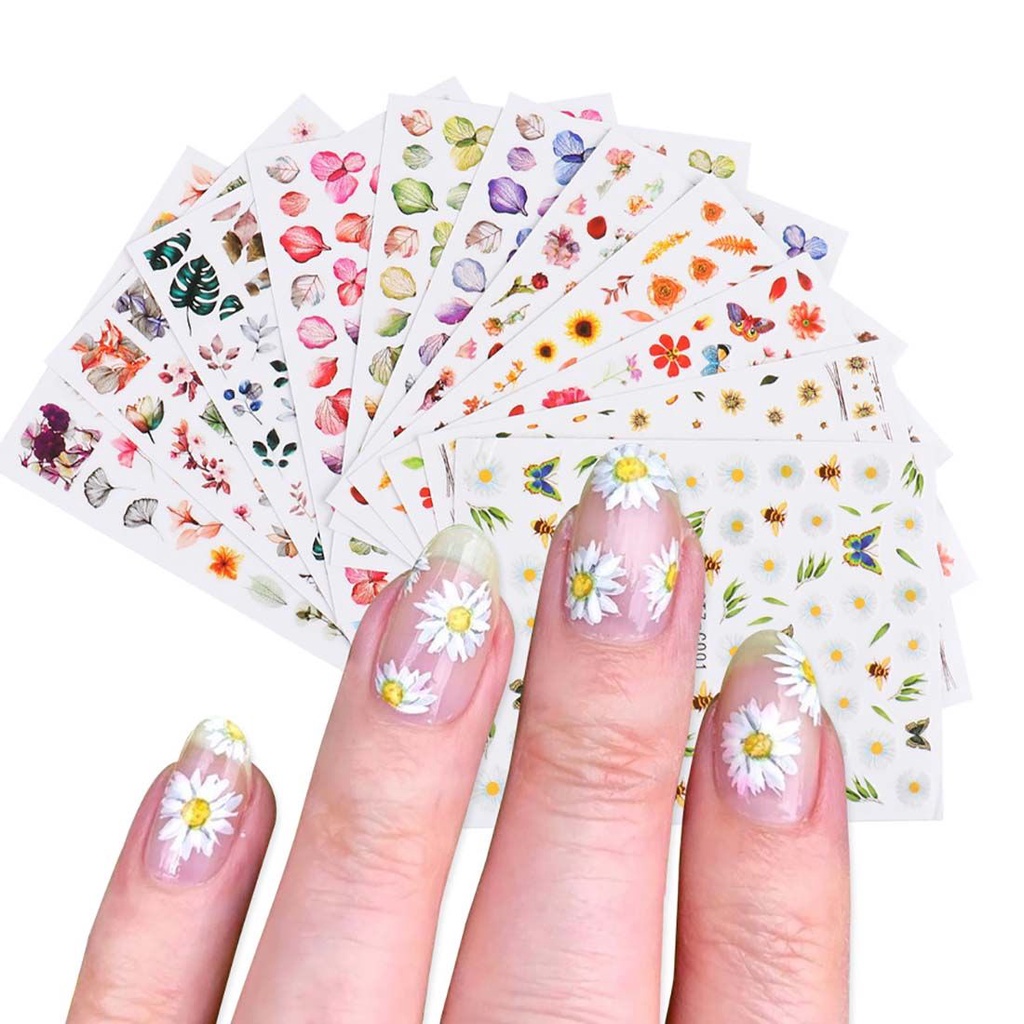 [Hàng mới về] Miếng dán trang trí móng tay mẫu hoa lá ba chiều thời trang diy