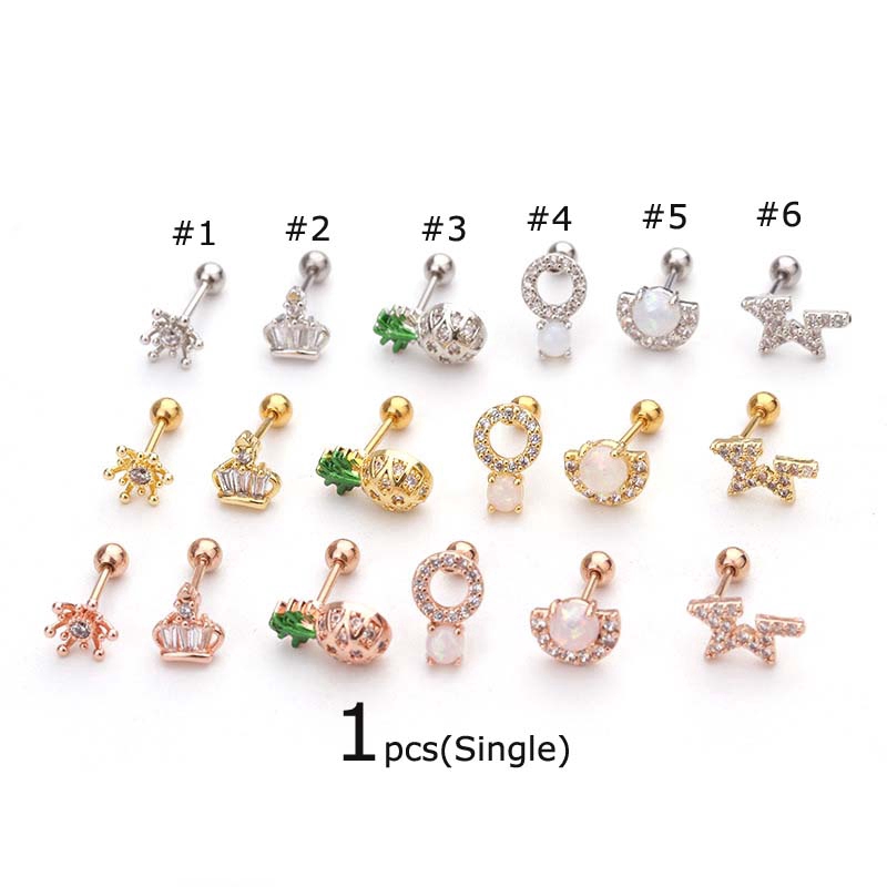 1 Chiếc Khuyên Tai Bằng Thép Dài 6mm