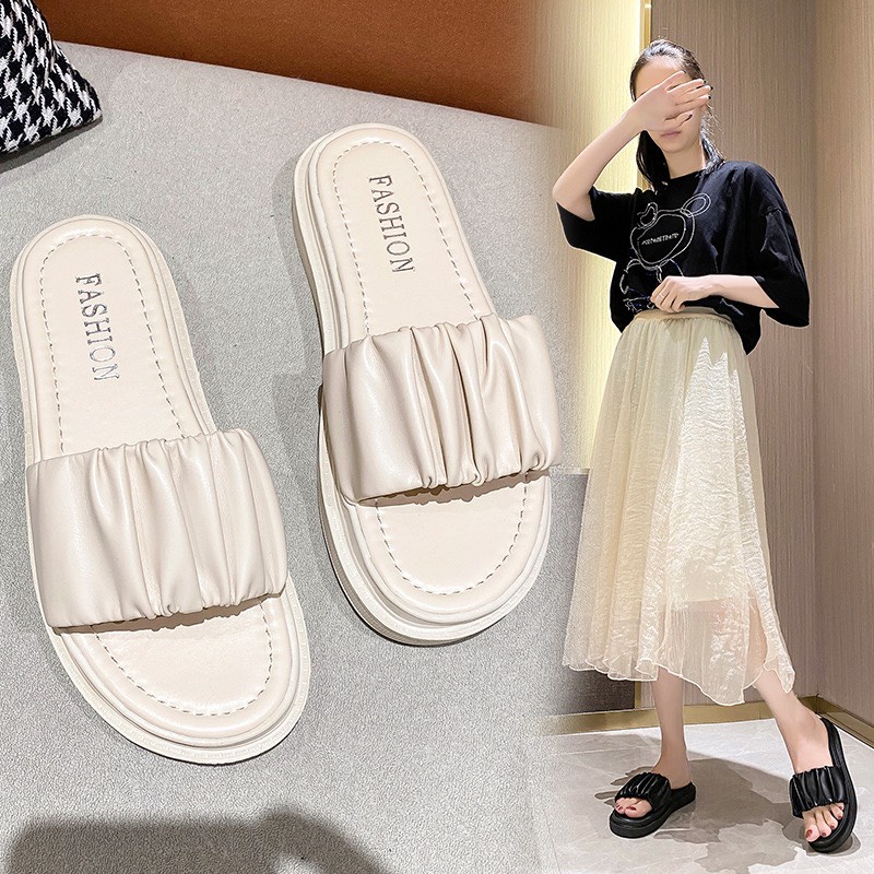 Dép Bánh Mì Nữ Quai Nhún Thời Trang Cực Hot Mẫu Mới Có 2 Màu