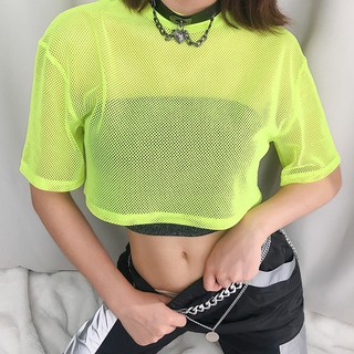 Áo croptop xuyên thấu dáng rộng thiết kế quyến rũ cho phái nữ