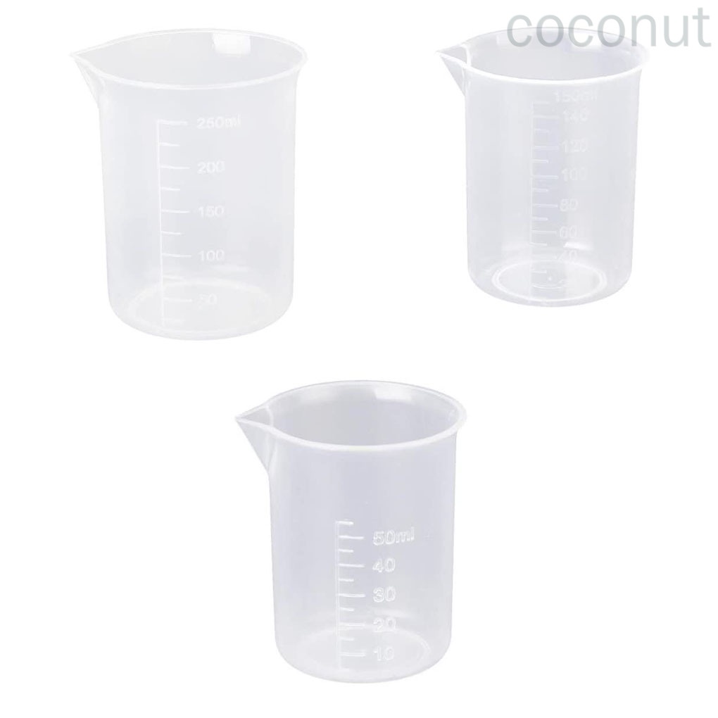 Set 3 Cốc Đo Lường Bằng Nhựa Chuyên Dụng Cho Phòng Thí Nghiệm