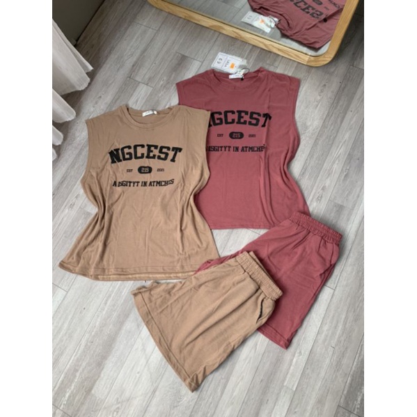 Bộ ba lỗ nữ chất thun co giãn 2 chiều hàng thiết rộng mặc thoải mái mặc ở nhà hay đi chơi đều được bộ in chữ