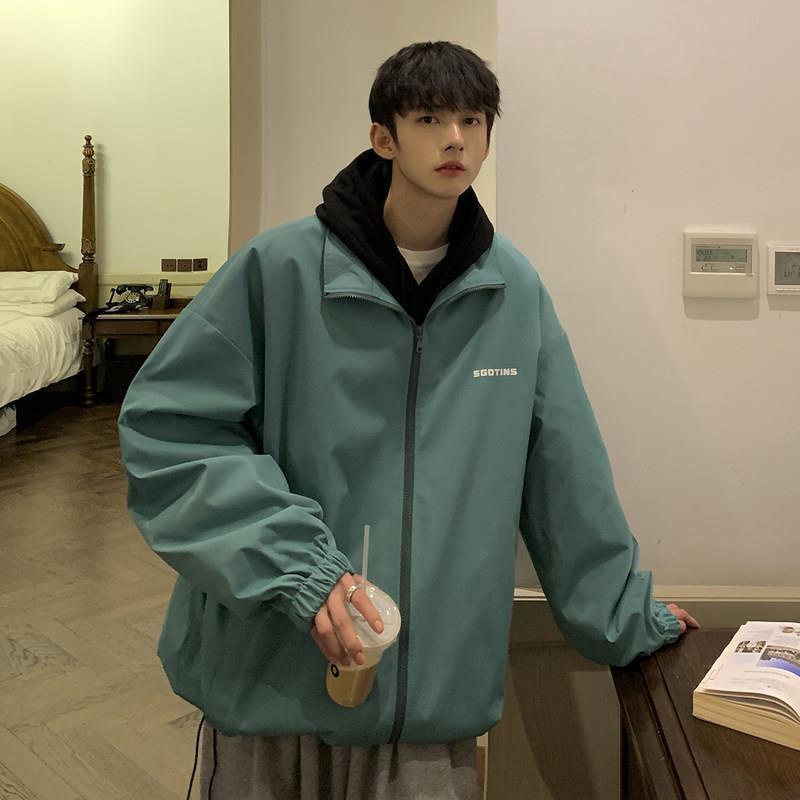 Áo khoác bomber dáng rộng cổ đứng màu trơn mẫu 2022 phong cách harajuku Hàn Quốc thời trang mùa xuân dành cho nam