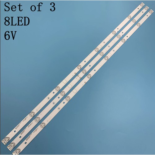 Asanzo 43EK7 (Cây giữa 2 socket) - Bộ 3 thanh 8 led 6v cho Tivi ASANO 43EK7 và một số dòng thông dụng