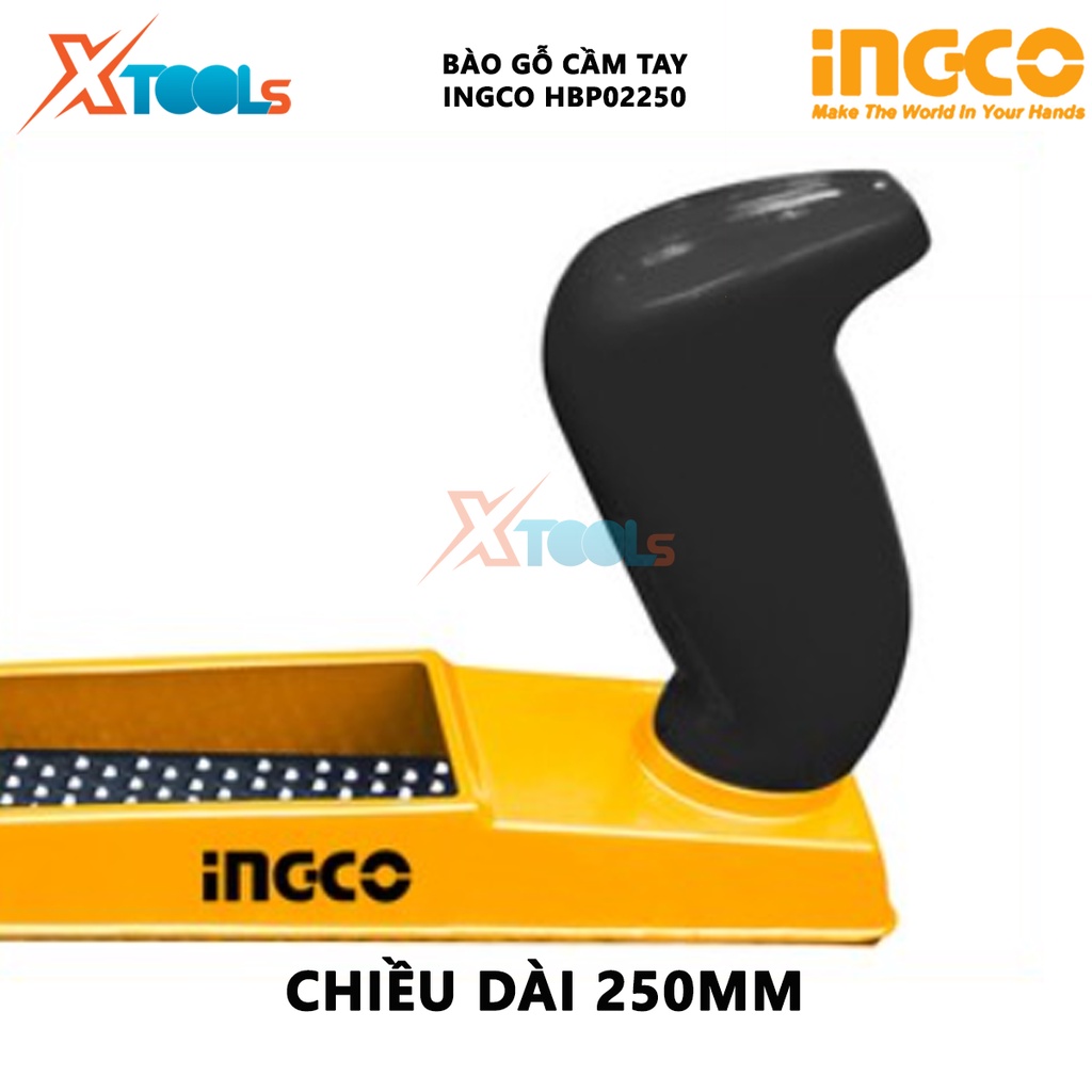 Bào gỗ cầm tay INGCO HBP02250 | bào gỗ cầm tay mini Chiều dài 250mm, Đóng gói bằng móc giấy làm mịn, vát mép gỗ