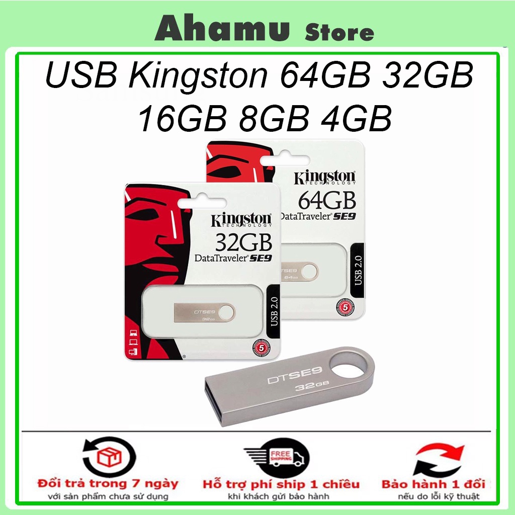 USB Kingston 64GB 32GB 16GB 8GB 4GB nhỏ gọn vỏ nhôm sao chép dữ liệu ổn định - Bảo hành 12 tháng
