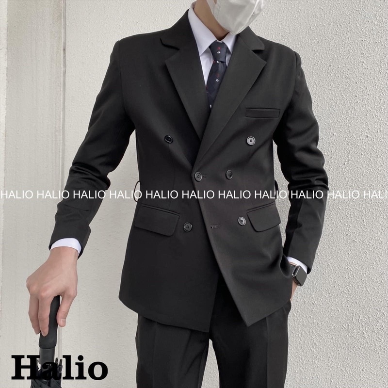 Áo Vest nam đen cổ bẻ ve, 6 khuy, dáng thoải mái, trẻ trung, lịch lãm - HALIOMAN