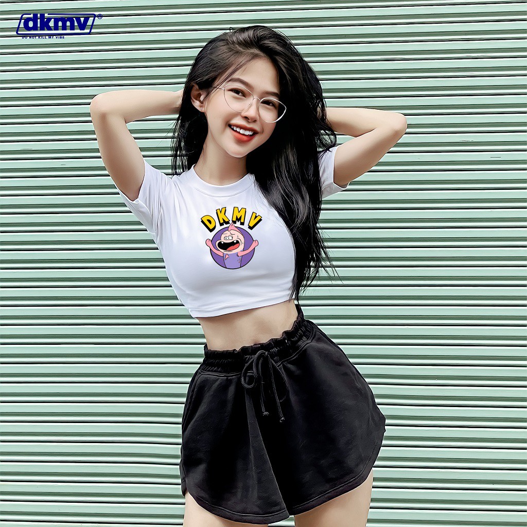 Áo croptop ôm Don't Kill My Vibe tay ngắn màu trắng - Please Croptop | K06-T6
