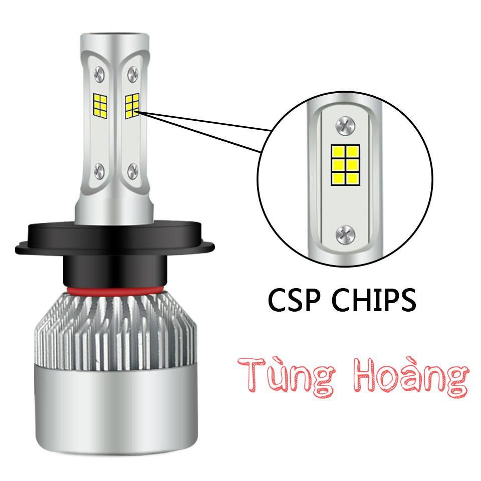 Đèn pha led S2 chip led CSP chân h4 - led c6 3 tim chip csp - s2csp- giá 1 bóng