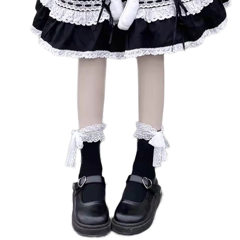 XIXI Tất Bắp Chân Cotton Phối Ren Đính Nơ Phong Cách Lolita Ngọt Ngào Cho Nữ
