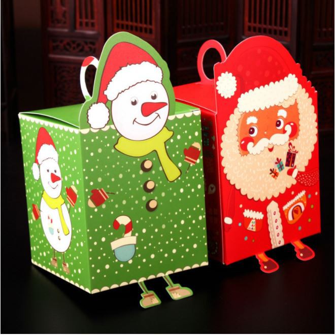 Set 5c HỘP QUÀ GIÁNG SINH MẪU BÀN CHÂN NHỎ, HỘP QUÀ NOEL TRANG TRÍ GÓI QUÀ, PHỤ KIỆN