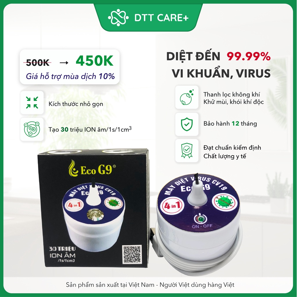 Máy tạo ION âm lọc không khí diệt khuẩn 99,99% - CV19 ECO G9 - Hàng chính hãng
