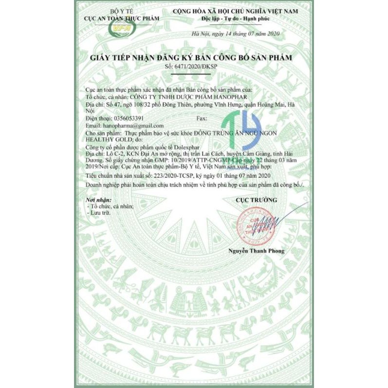 Viên uống Đông Trùng Ăn Ngủ Ngon Healthy Gold, 60 viên