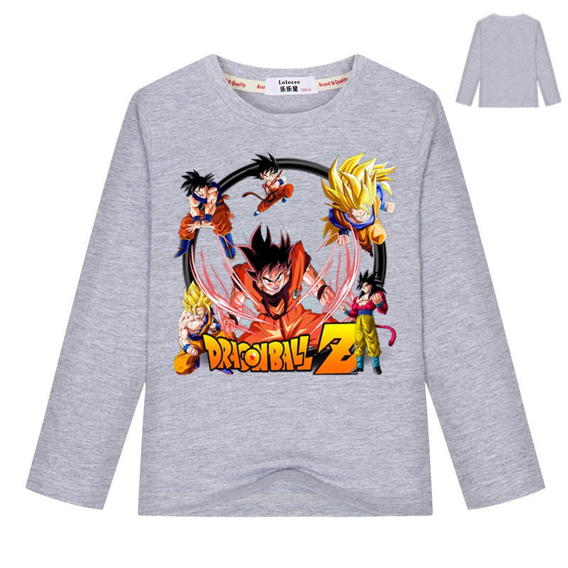 Áo thun anime Nhật Bản của cậu bé Dragon Ball Z goku t áo sơ mi trẻ em dài tay