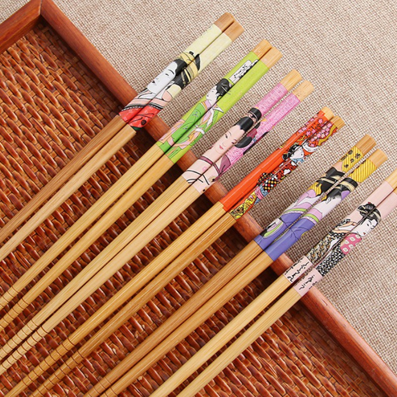 Jinfucha123 Set 5 Đôi Đũa Gỗ Phong Cách Nhật Bản