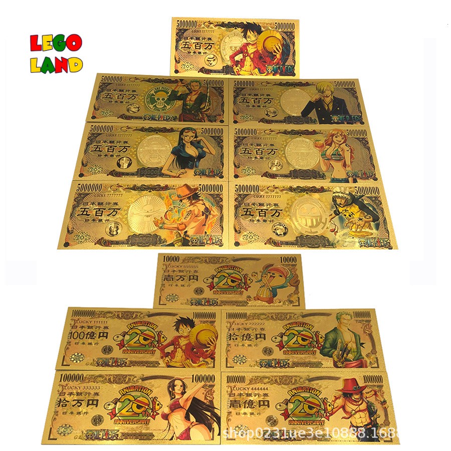 Tiền yên nhật One Piece sưu tầm chất liệu đồng vàng dẻo chống nước