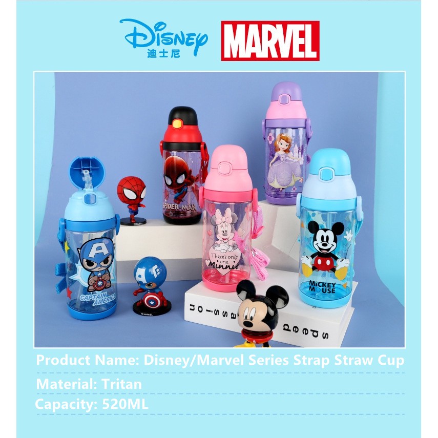 Disney Spiderman chính hãng của trẻ em Rơm Cup mùa hè mang theo cậu bé chai nước và cô gái cầm tay chai nước nhựa