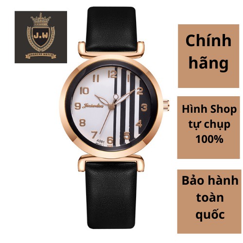 Đồng hồ sinh viên, đồng hồ đeo tay nam nữ MODIA dây da mặt tròn, trắng đen, siêu bền, thời trang Hàn Quốc