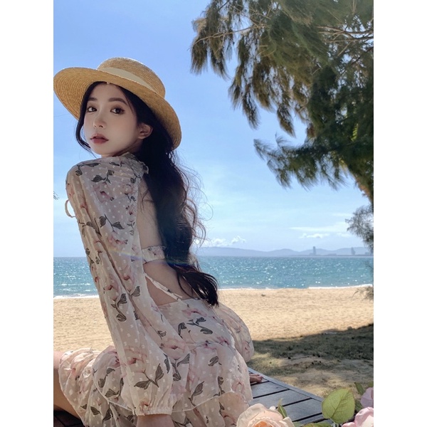 Set Voan Hoa Hồng Cut Lưng QCCC