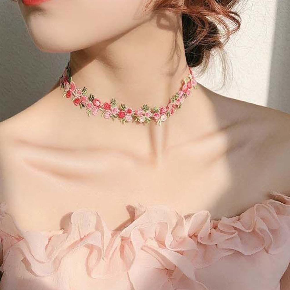 AROMA Vòng Cổ Thêu Hoa Phong Cách Vintage Ngọt Ngào Dễ Thương