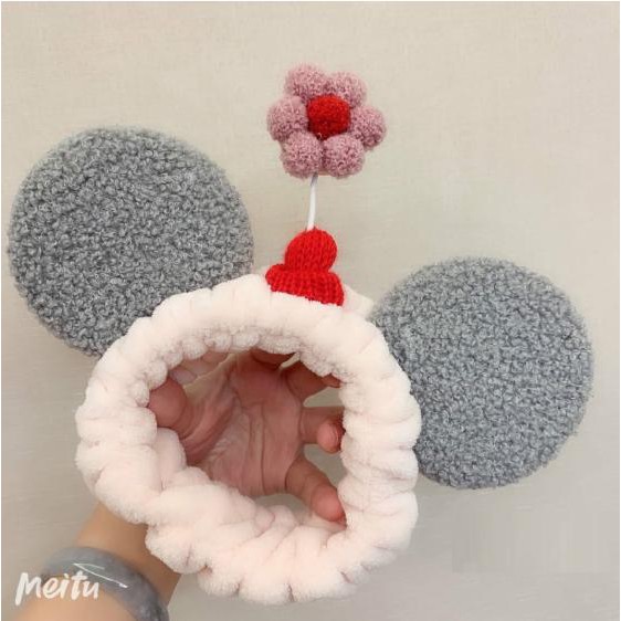 Băng Đô Turban Tai Chuột Mickey , Hoa Lúc Lắc 3D Siêu Cưng - Băng Đô 3D Vải Nhung - Dày Chắc Chắn Mềm Mịn - Siêu Bền