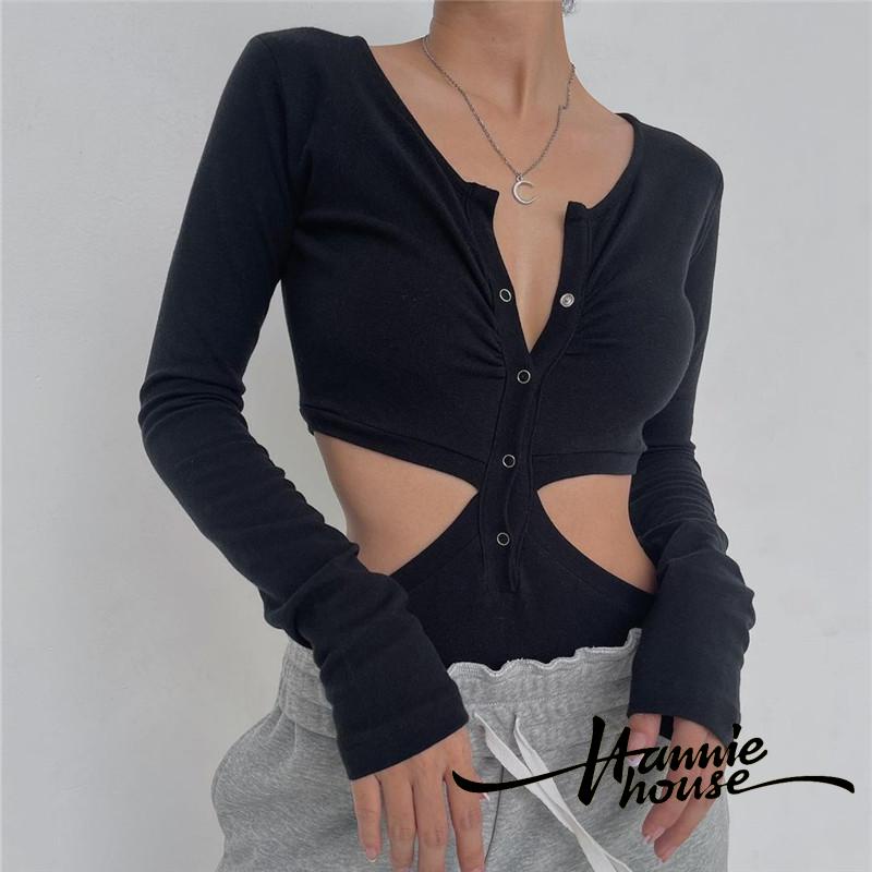 Bodysuit Nữ Dài Tay Cổ Vuông Thời Trang Quyến Rũ