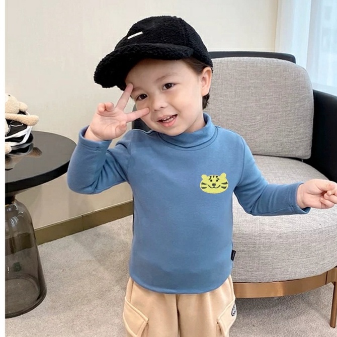 Áo len tăm giữ nhiệt cho bé, áo giữ nhiệt cổ 3 phân nhiều màu cho bé trai và bé gái