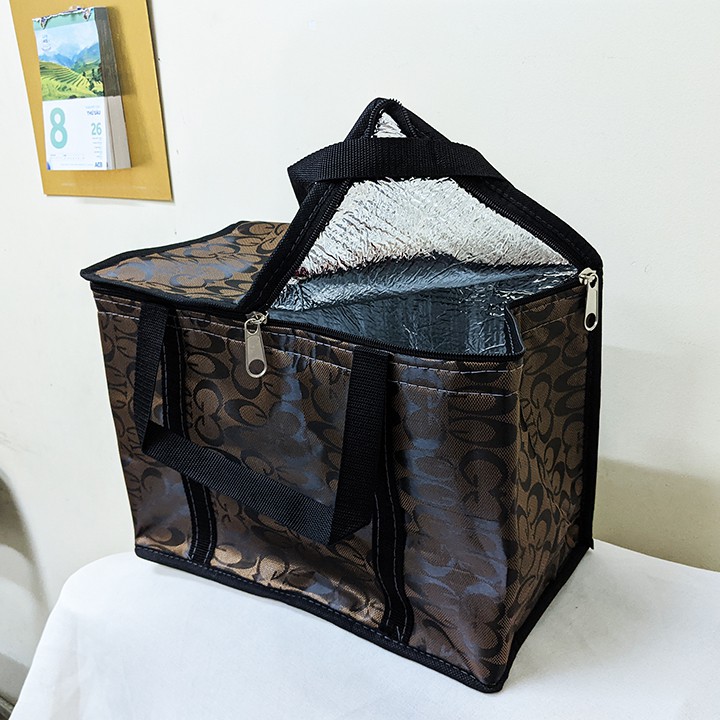 Túi giữ nhiệt hình hộp, túi giao hàng, vải bố dù dầy 35x21cm cao 25cm tx107
