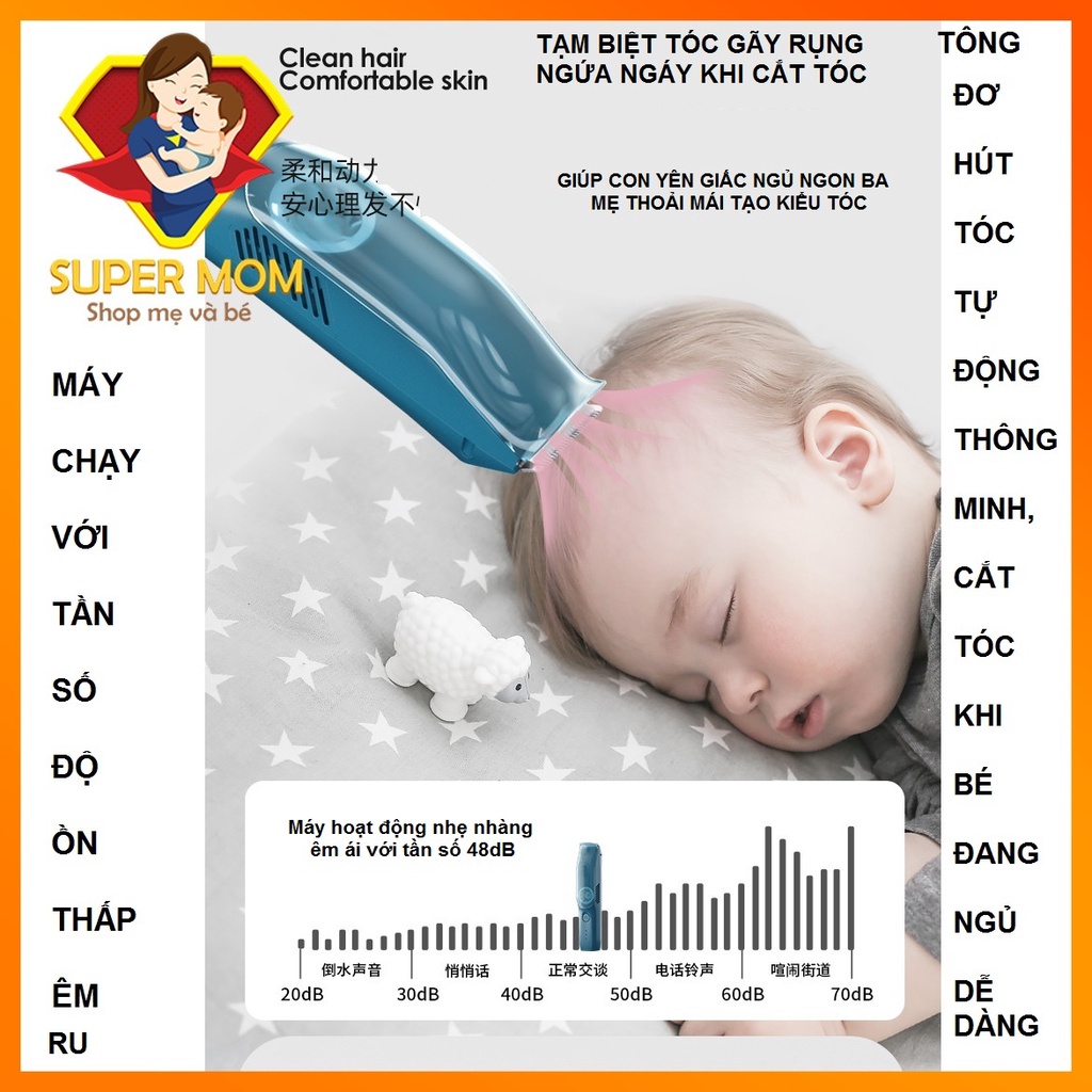 🔥 CHÍNH HÃNG🔥Tông Đơ Cắt Tóc Hút Tóc Cho Bé LUKBABY, Tông Đơ Hút Tóc Tự Động, chống nước,siêu êm