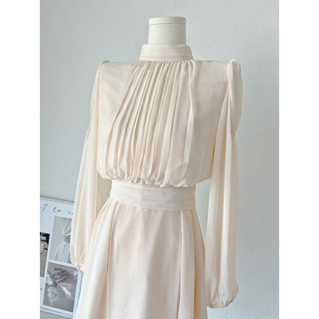 Bộ Áo Sơ Mi Dài Tay Màu Sắc Trơn Phối Chân Váy Chữ A Thời Trang Sành Điệu 624