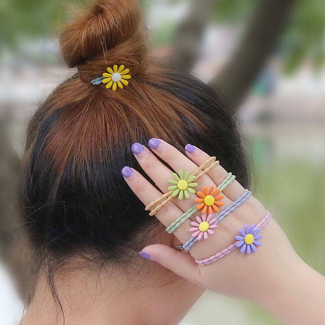 Combo 5 dây buộc tóc hình hoa cúc siêu đẹp cho nữ