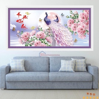 Tranh đính đá ABC công hoa khai phú quý 1m10 x 55cm