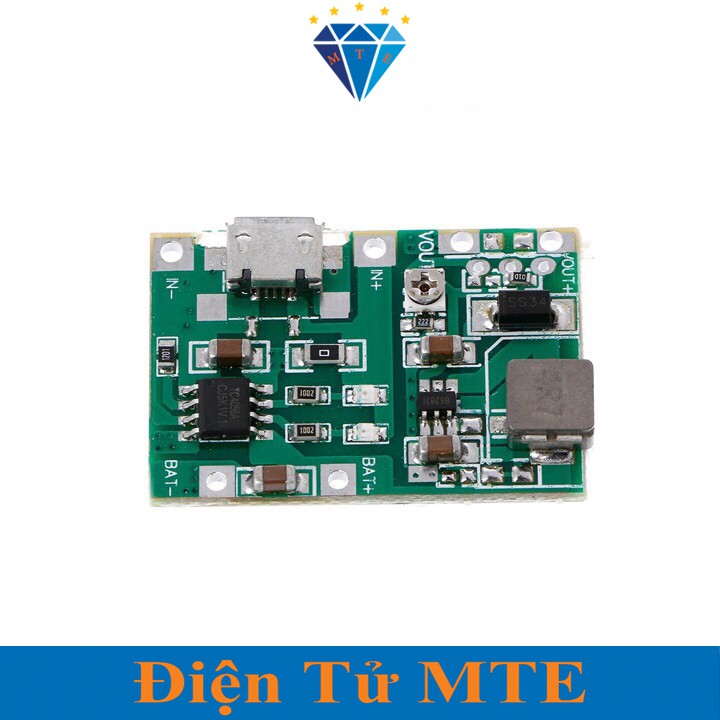 Mạch nguồn tăng áp 4.3-27V tích hợp sạc pin 18560 - Module nguồn boost