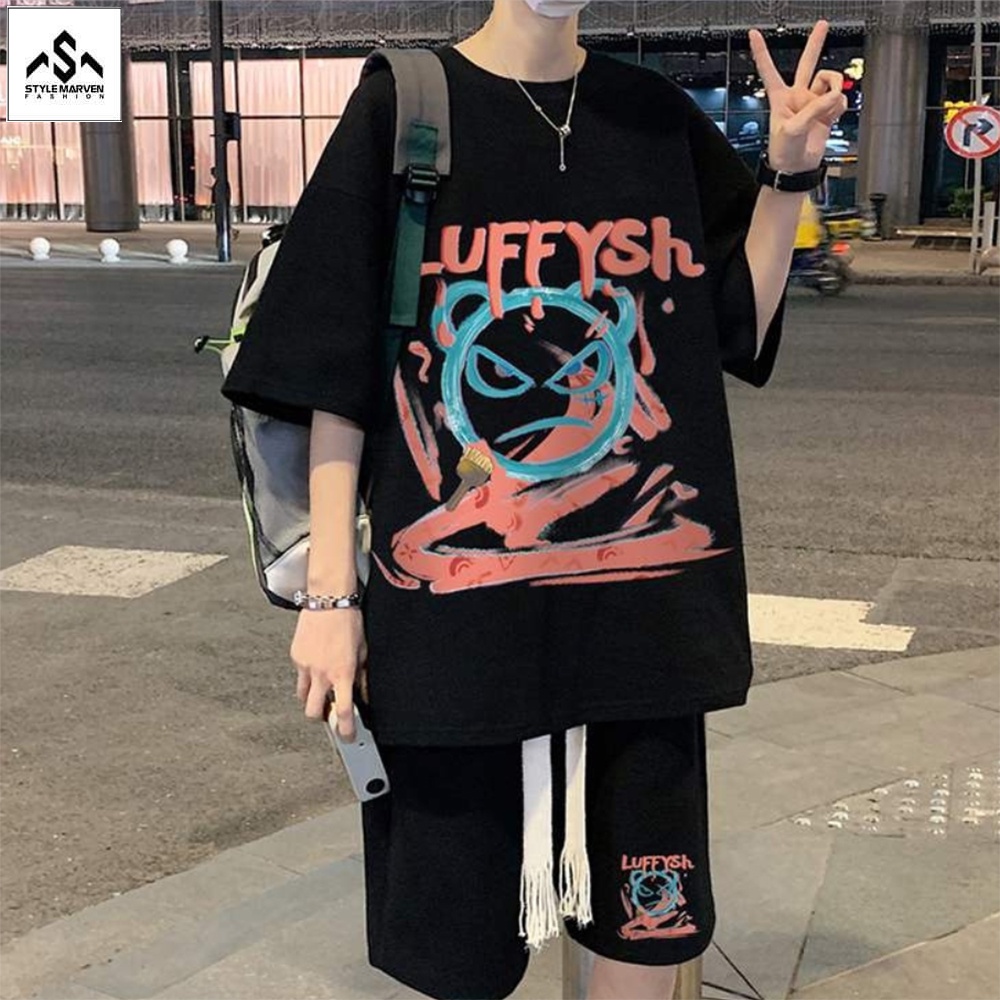 Bộ quần áo thể thao nam mùa hè in hình khuôn mặt giận giữ STYLE MARVEN - SET NAM 201C