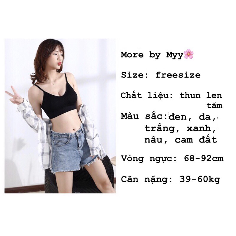 Áo Bra Nữ 2 Dây Len Tăm Khoét Lưng Chữ U Siêu Đẹp - Freesize 38-60kg AB01 | BigBuy360 - bigbuy360.vn