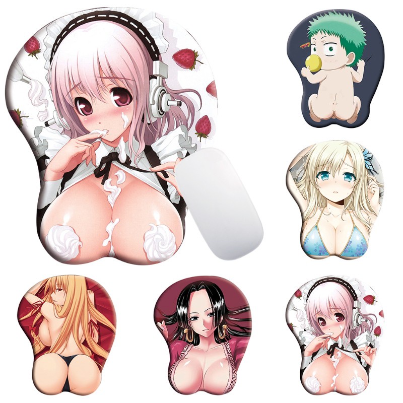 btsg New Creative Cartoon Anime 3D Sexy Chest Silicone Mouse Pad Wrist Rest Support