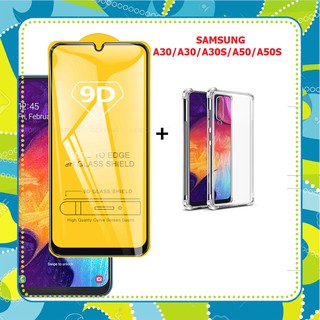 Ốp lưng chống sốc 4 cạnh + Kính cường lực full màn hình 9D samsung Galaxy A20 / A30 / A30s / A50 / A50s