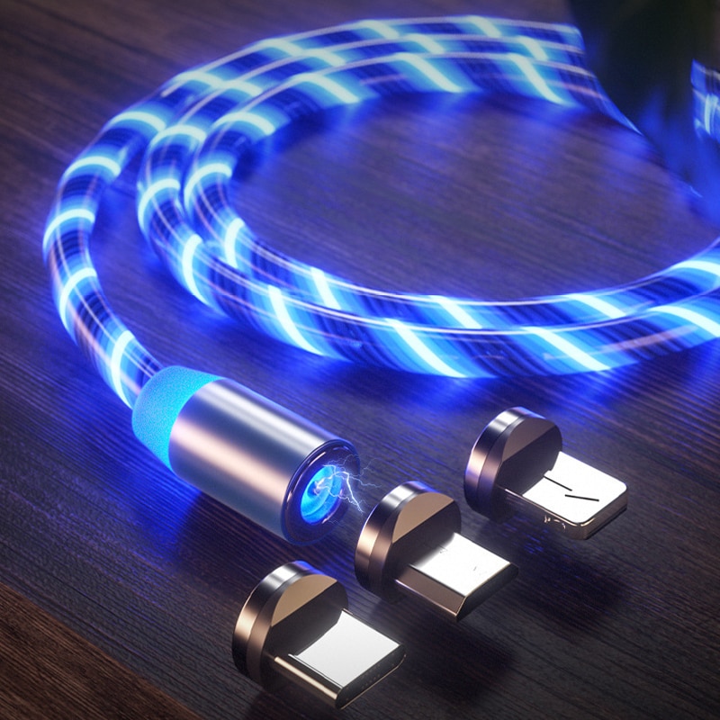 Dây Cáp Sạc USB Type C Có Nam Châm Đèn LED Cho Huawei Samsung