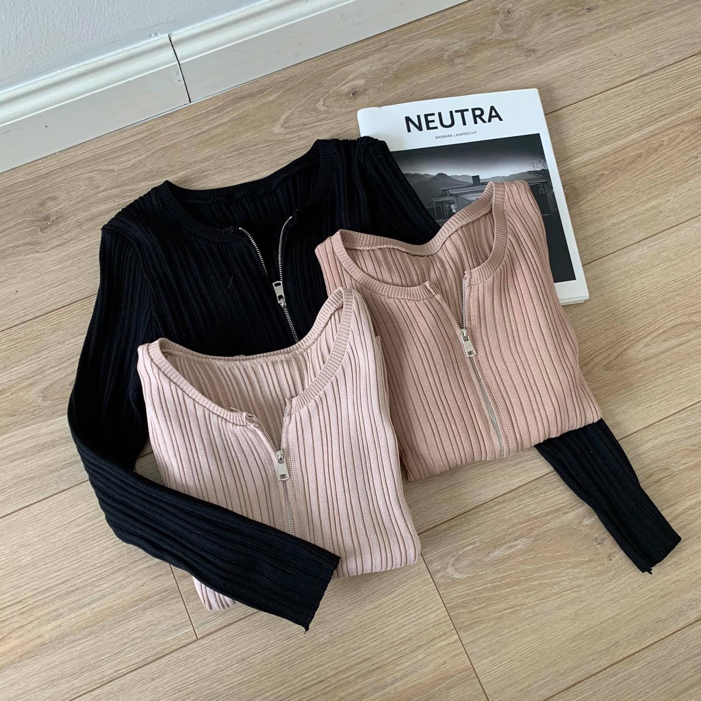 Áo len kéo khóa vân dọc _ A0281 | BigBuy360 - bigbuy360.vn