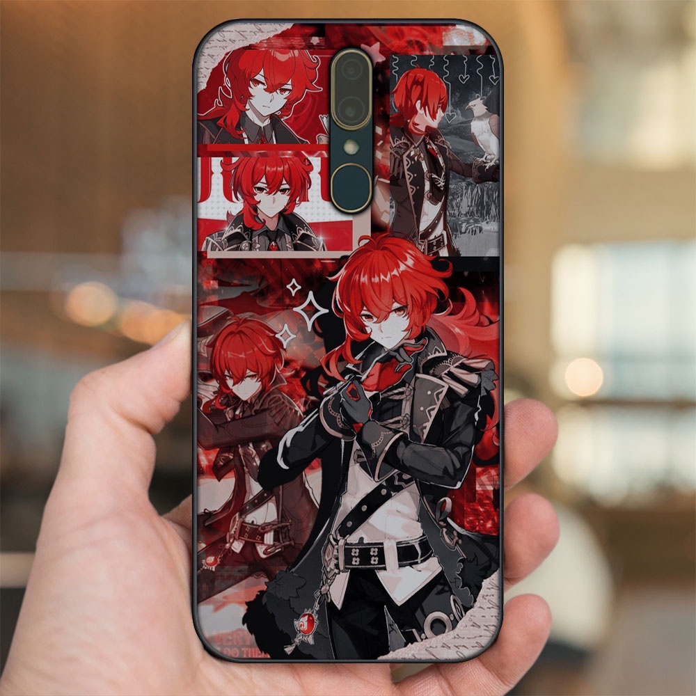 Ốp lưng Oppo F11 viền đen in hình Diluc Genshin Impact