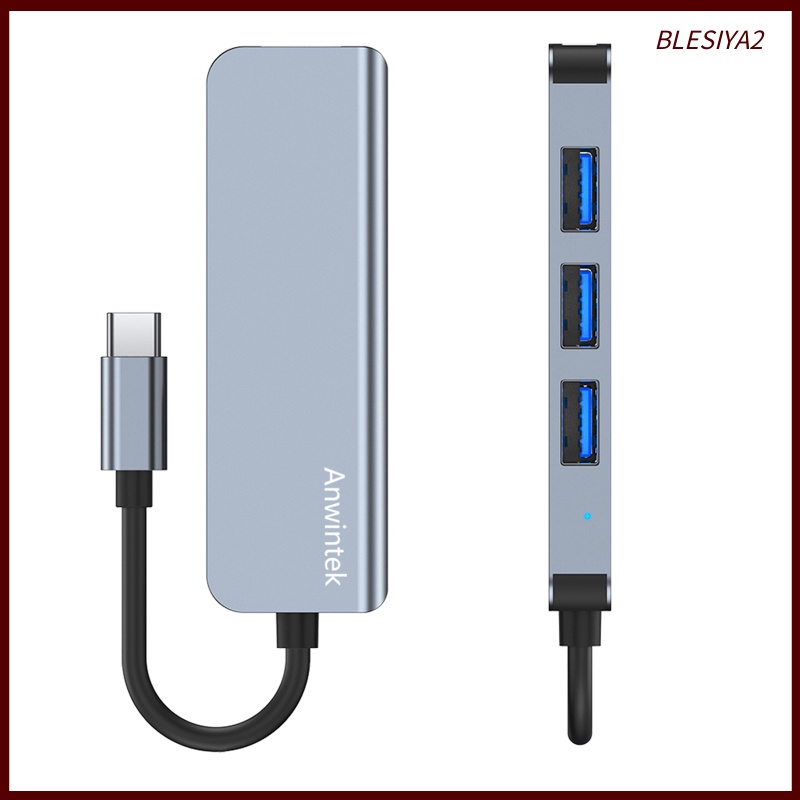 [BLESIYA2] USB-C Type C to USB 3.0 USB 2.0 4 Port Hub Adapter Splitter Expansion Silver