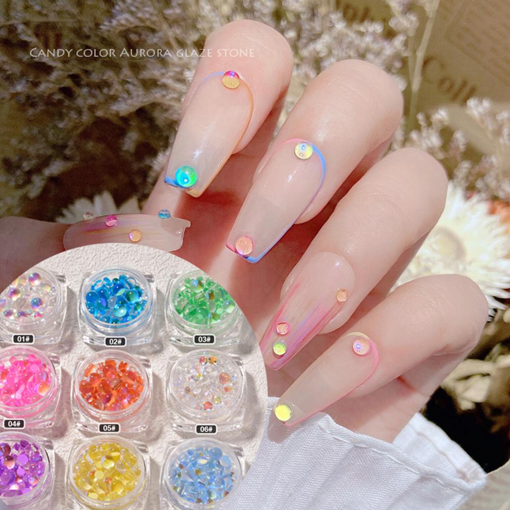 BORAG 1 Hộp Hạt Pha Lê Hình Nàng Tiên Cá Trang Trí Móng Tay DIY Mới 2021