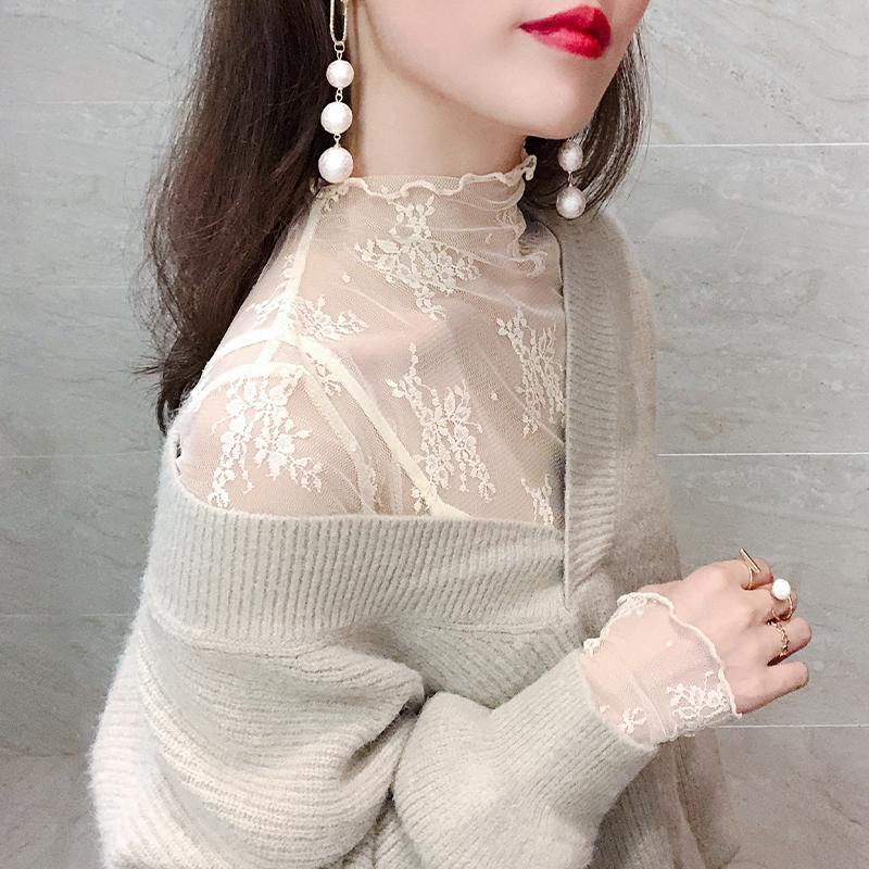 Áo ren cổ cao thời trang xinh xắn quyến rũ cho nữ