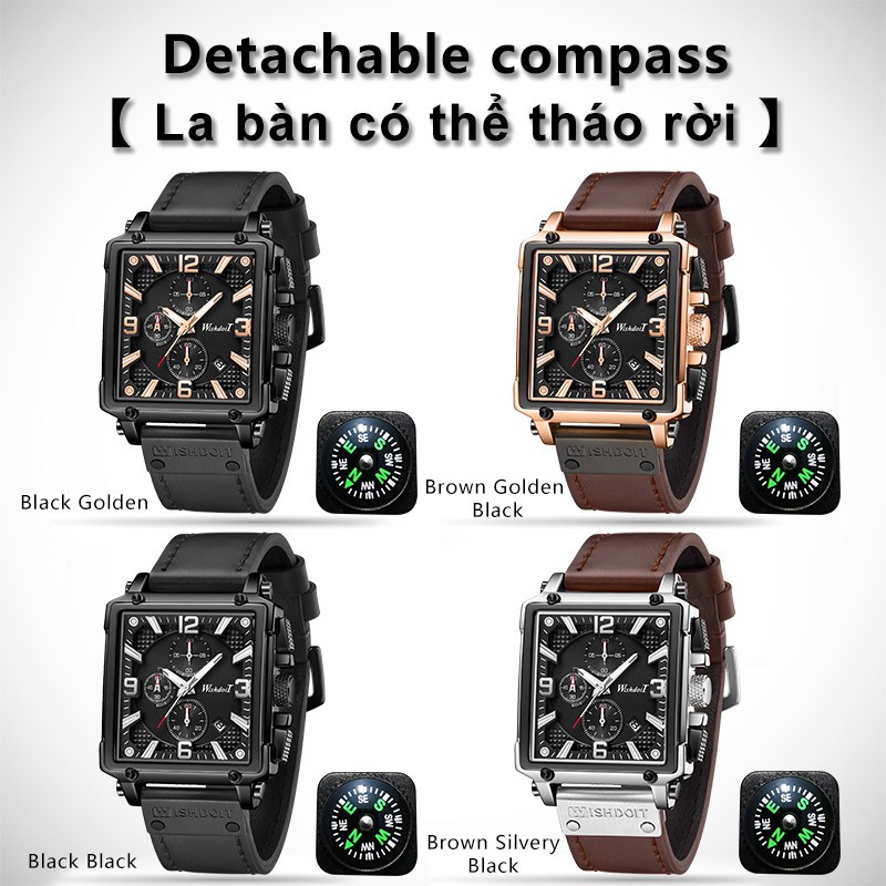 Đồng Hồ WISHDOIT Dây Đeo Da Máy Thạch Anh Chống Thấm Nước 100% Chất Lượng Cao | BigBuy360 - bigbuy360.vn