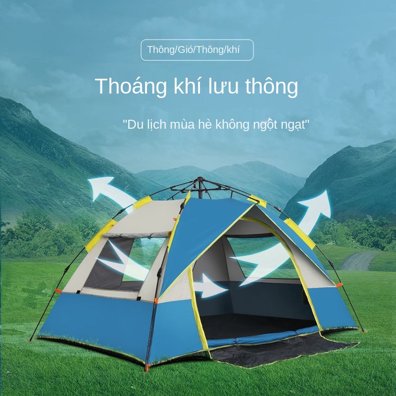 ❏Lều tự động Explorer gấp ngoài trời dày chống mưa 3-4 người cắm trại câu cá muỗi