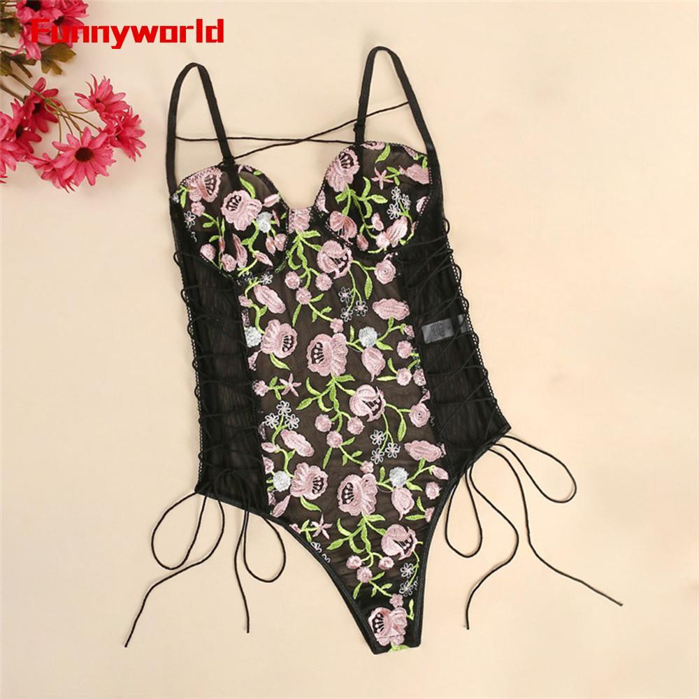 Bộ Đồ Lót Liền Thân Phối Ren Thêu Hoa Gợi Cảm Cho Nữ | BigBuy360 - bigbuy360.vn